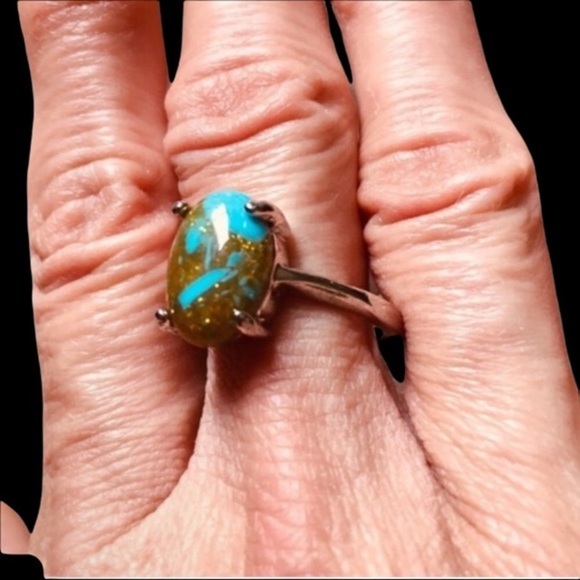 TURQUOISE Silver Tone Ring - Picture 2 of 2